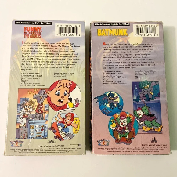 Lot of 2 Alvin and the Chipmunks VHS Tapes Go to the Movies Batmunk - Picture 2 of 10